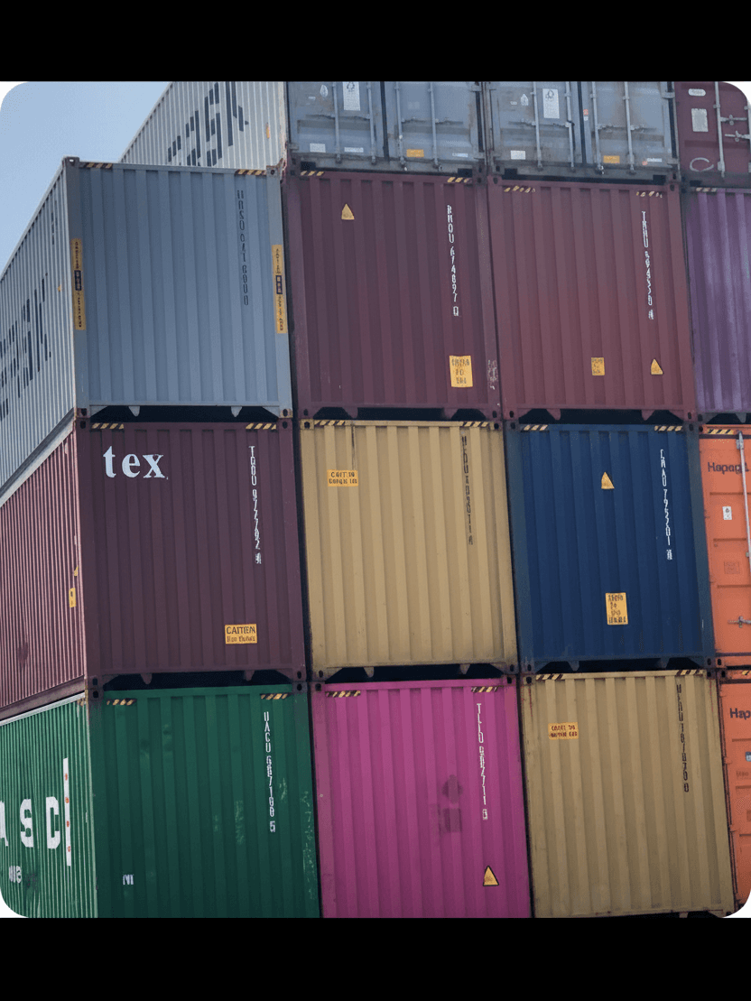 Containers loaded on a cargo vessel