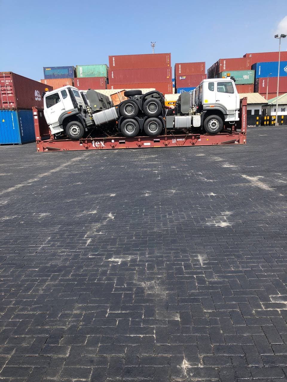 Heavy-duty truck on a transport flatbed