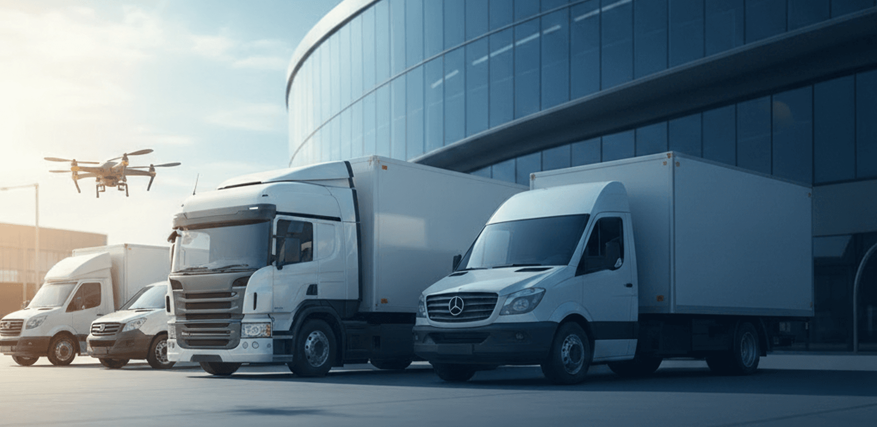 PsalmBru Logistics fleet of dedicated trucks and vans at the depot