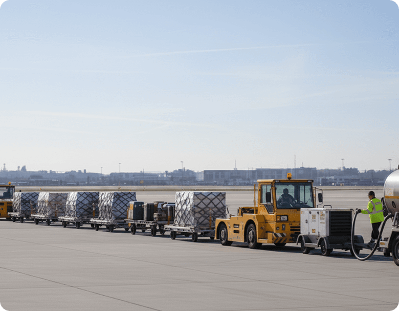 Container handler moving cargo at the port